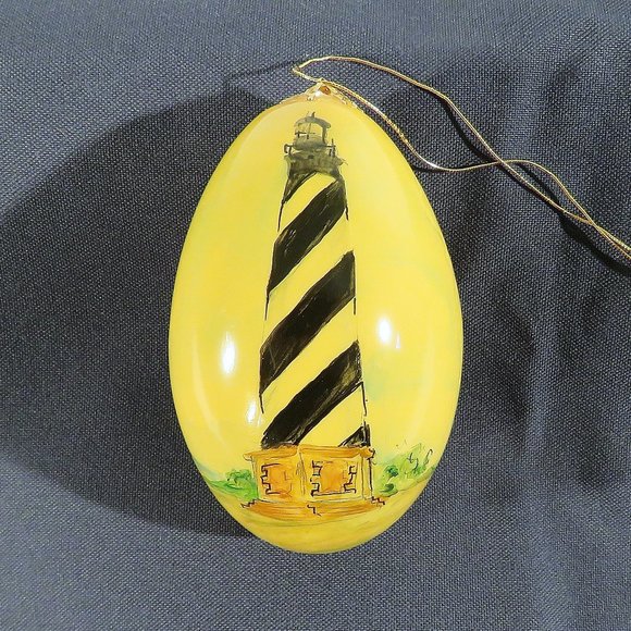 Set of Four (4) Hand Painted NC Lighthouse Ornaments Egg Shells Christmas - Picture 2 of 10